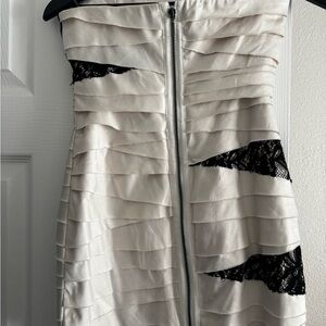 bebe Strapless Cream and Black Dress